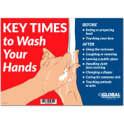 Global Industrial™ Key Times to Wash Your Hands Sign,  14"W x 10"H,  Wall Adhesive