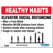 Global Industrial™ Elevator Social Distancing Sign, 10"W x 8''H, Wall Adhesive