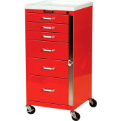 Harloff Mini Line Tall Six Drawer Emergency Cart Standard Package, Sand - 3156B