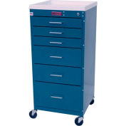 Harloff Mini-Line Tall Six Drawer Procedure Cart with Key Lock, Standard Package, Sand - 3156K