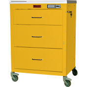 Harloff Mini24 Three Drawer Anesthesia Cart with Electronic Lock, Yellow - 4143E