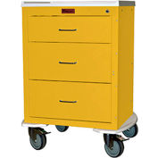 Harloff Mini24 Three Drawer Infection Control with Bumper & 5" Wheels, Key Lock, Yellow - 4243K