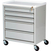 Harloff Compact Economy Treatment Cart with Five Drawers, Light Gray - ETC-5