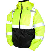Tingley® J26112 Bomber II Hooded Jacket, Fluorescent Yellow/Green/Black, 4XL