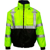 Tingley® Bomber 3.1™ Hi-Vis Hooded Jacket, Zipper, Fluorescent Yellow/Green/Black, 3XL