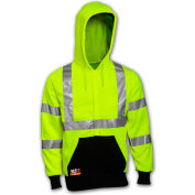 Tingley® Class 3 FR Hi-Vis Hooded Sweatshirt, Fluorescent Yellow Green/Black, 3XL