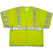Tingley® V70022 Job Sight Class 3 Vest, Fluorescent Lime, Polyester Mesh, 2XL/3XL