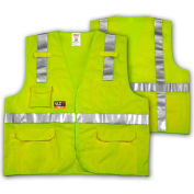 Tingley® V81832 Job Sight FR Class 2 Surveyor Style Vest, Fluorescent Lime, 2XL/3XL