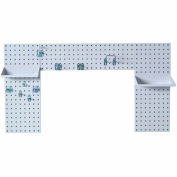Triton LBS30L-WHT White Laundry Rm Org. W/ (3) Steel Sq Hole Pegboards, (2) Shelves & (9) LocHooks