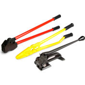 Teknika Tool Set for Steel Strapping w/ Tensioner Sealer & Cutter, 1-1/4&quot; Strap Width