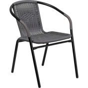 Flash Furniture Rattan Indoor-Outdoor Restaurant Stacking Chair - Gray