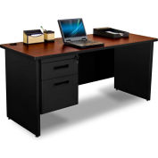 Marvel® Steel Desk - Single Pedestal - 60" x 24" - Black/Mahogany