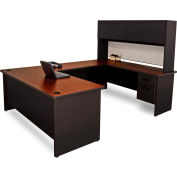 Pronto U-Shaped Desk with Flipper Door Unit, 8'6"W x 102"D Black/Chalk