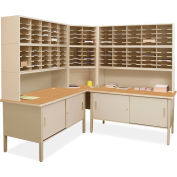Marvel® 120 Adjustable Slot Corner Literature Organizer with Cabinet, 84"H x 90"W, Putty