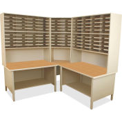 Marvel® 100 Slot Mailroom Organizer, 2 Storage Shelves, Riser, 84"H x 78"W, Putty