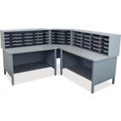 Marvel® 50 Slot Mailroom Organizer, 2 Storage Shelves, 52"H x 78"W, Slate Gray