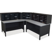 Marvel® 50 Slot Mailroom Organizer, 2 Storage Shelves, 52"H x 78"W, Black
