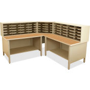 Marvel® 50 Slot Mailroom Organizer, 2 Storage Shelves, 52"H x 78"W, Putty