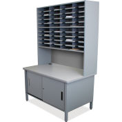 Marvel® 40 Slot Mailroom Organizer with Cabinet, Riser, 84"H x 48"W, Slate Gray
