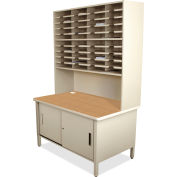 Marvel® 40 Slot Mailroom Organizer with Cabinet, Riser, 84"H x 48"W, Putty