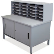 Marvel® 20 Slot Mailroom Organizer with Cabinet, 52"H x 48"W, Slate Gray