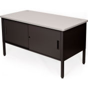 Marvel UtilitySorting Table with Sliding Doors and Shelf, 60"W x 3"D x 28"-36"H - Black