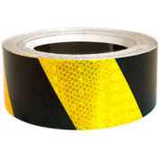 Super Brite Reflective Tape, Yellow/Black, 2"W x 30'L Roll, HRT230YB