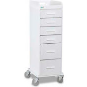 TrippNT 51033 Tall Locking 6 Drawer Medical Cart, White, 16"W x 19"D x 47"H