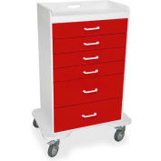 TrippNT 51072 Locking 6 Drawer Procedure Cart, Cherry Red, 31"W x 20"D x 48"H