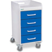 TrippNT 51080 Compact 4 Drawer Locking Medical Cart, Global Blue, 14"W x 19"D x 27"H