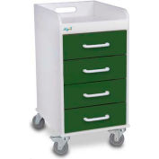 TrippNT 51084 Compact 4 Drawer Locking Medical Cart, Hosta Leaf Green, 14"W x 19"D x 27"H