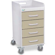TrippNT 51087 Compact 4 Drawer Locking Medical Cart, Almond Beige, 14"W x 19"D x 27"H