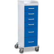 TrippNT 51089 Tall Locking 6 Drawer Medical Cart, Global Blue, 16"W x 19"D x 47"H