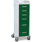 TrippNT 51093 Tall Locking 6 Drawer Medical Cart, Hosta Leaf Green, 16"W x 19"D x 47"H