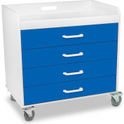 TrippNT 51131 Extra Wide Compact 4 Drawer Locking Cart, Global Blue, 27"W x 19"D x 27"H