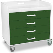 TrippNT 51135 Extra Wide Compact 4 Drawer Locking Cart, Hosta Leaf Green, 27"W x 19"D x 27"H