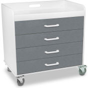TrippNT 51139 Extra Wide Compact 4 Drawer Locking Cart, Silver Metallic, 27"W x 19"D x 27"H