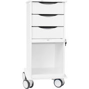 TrippNT Core SP Space Saving Lab Cart with Clear Sliding Door, 15"W x 19"D x 35"H, White