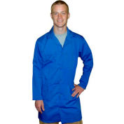 Transforming Technologies ESD Full Length Lab Coat, Snap Cuff, Light Blue, 5XL