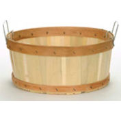 1/2 Bushel Shallow Wood Basket with Two Metal Handles 12 Pc - Natural - Pkg Qty 12