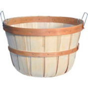1/2 Bushel Round Bottom Wood Basket with Two Metal Handles 12 Pc - Natural - Pkg Qty 12