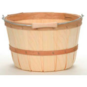 1/4 Peck Wood Basket with Metal Handle/Wood Grip, 12 Pc - Natural - Pkg Qty 12