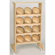 Wood Rack 40"H x 24"W x 7-1/4"D with (12) 1/4 Peck Baskets - Natural