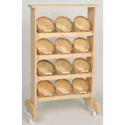 Wood Rack 40"H x 24"W x 7-1/4"D with (12) 1/4 Peck Baskets - Natural