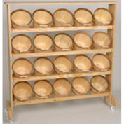 Wood Rack 48"H x 48"W x 7-1/4"D with (20) 1/2 Peck Baskets - Natural