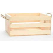 Large Wood Crate 16"W x 13"D x 7-1/2"H with Two Rope Handles 2 Pc - Mahogany Stain - Pkg Qty 2