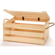 Large Wood Crate 16"W x 13"D x 8"H with Two Rope Handles & Lid 2 Pc - Flowerpot - Pkg Qty 2