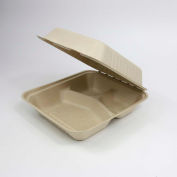 Total Papers Three Compartment Clamshell Container, 8", Wheat Stalk Fiber, 200 pcs.