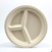 Total Papers Eco-Friendly 3 Compartment Round Plates, 10", Wheat Stalk Fiber, 500 pcs.