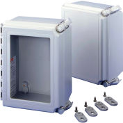 Hoffman A14128CHQRFGW Type 4 Enclosure W/Hinged Window Cover, 14" x 12" x 8", Fiberglass